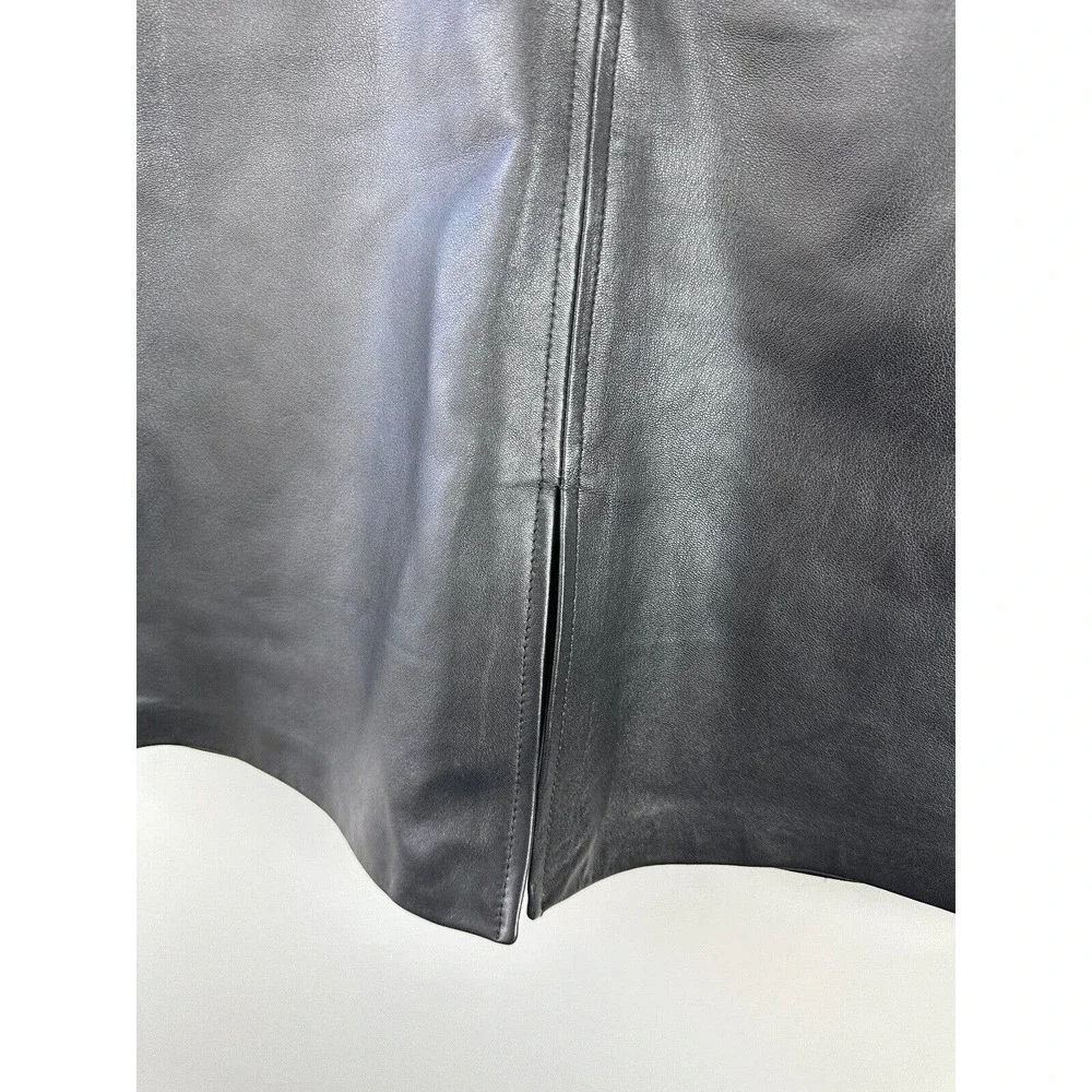 Saguaro Genuine Soft Leather Double Slit Buckle Skirt Black Women's Size 14 - Picture 7 of 16
